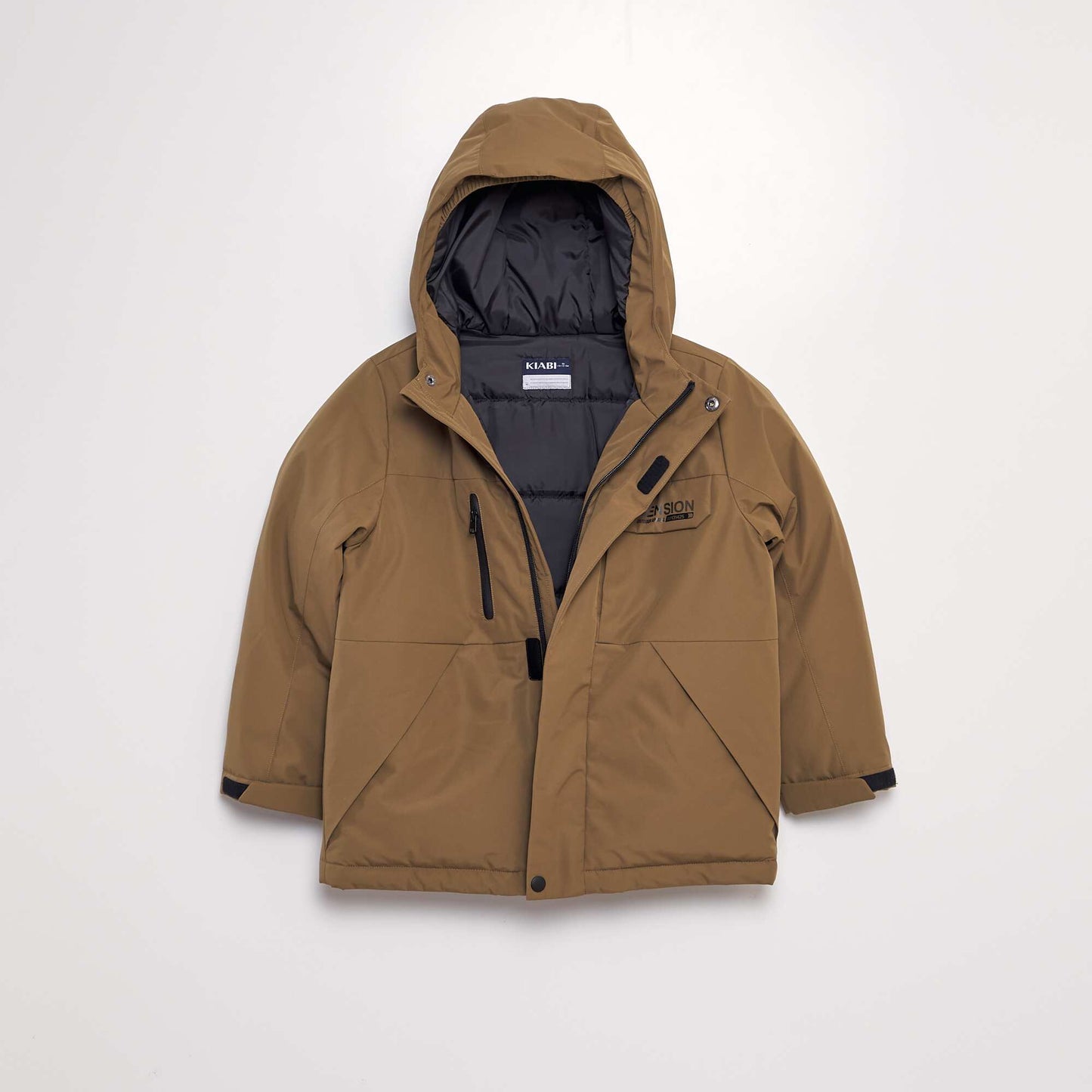 Parka technique à capuche Marron