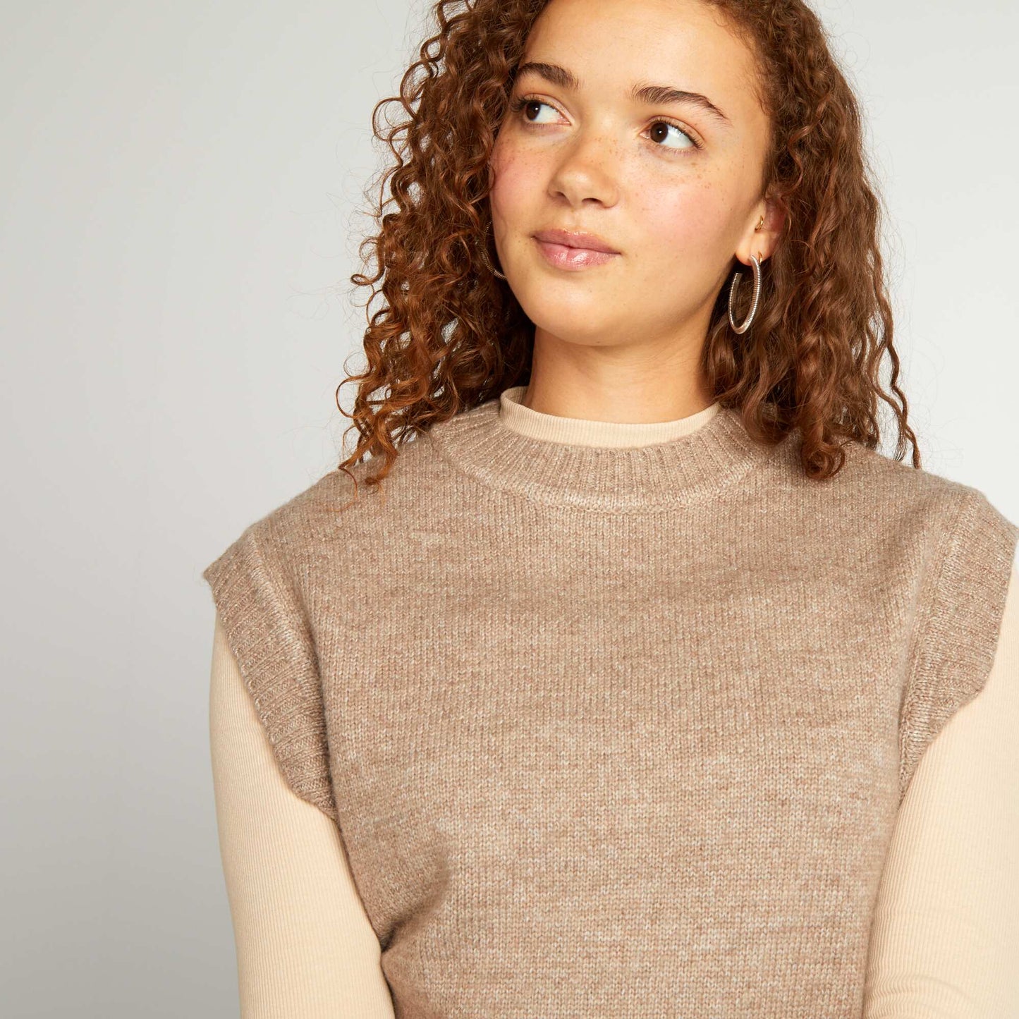 Pull en maille sans manches Beige