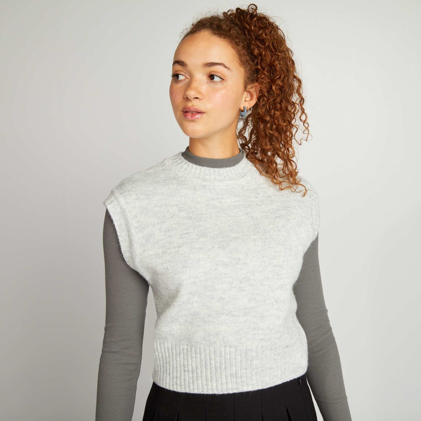 Pull en maille sans manches Gris