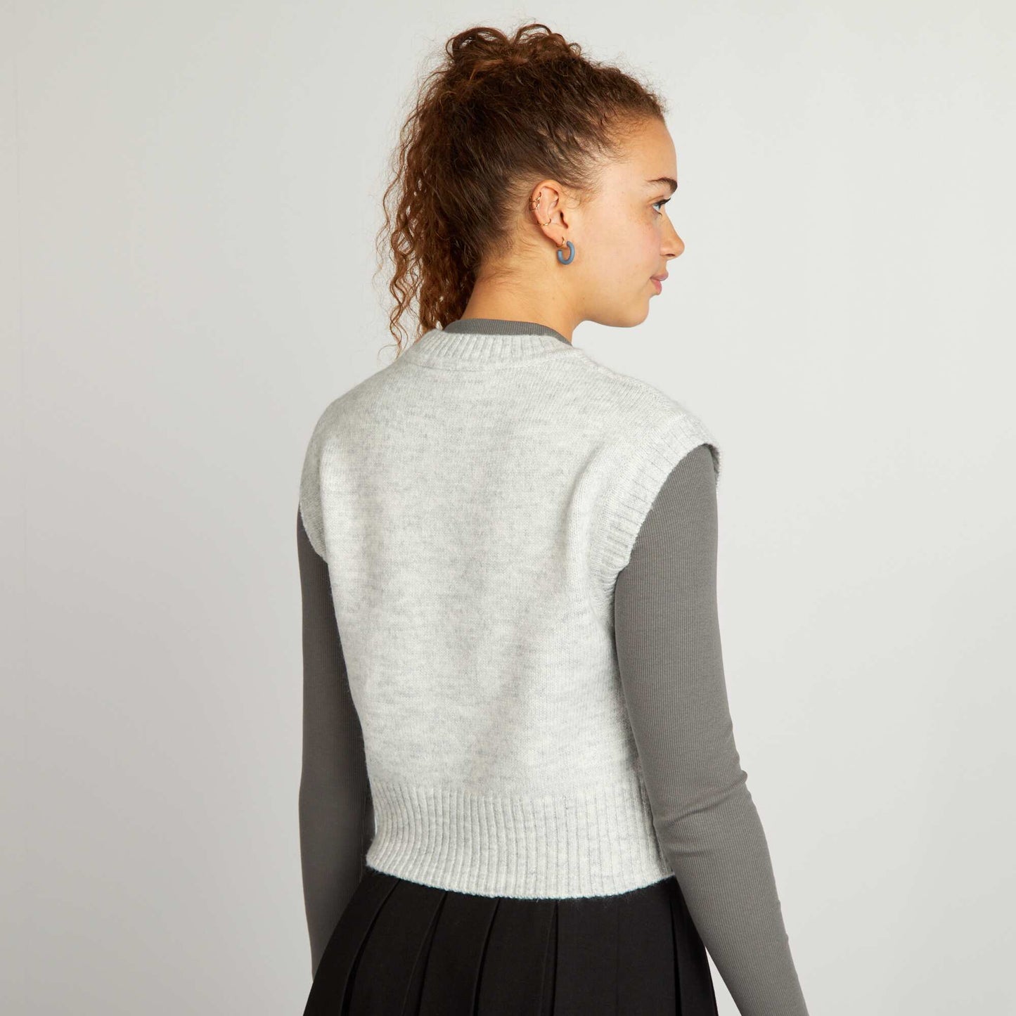 Pull en maille sans manches Gris