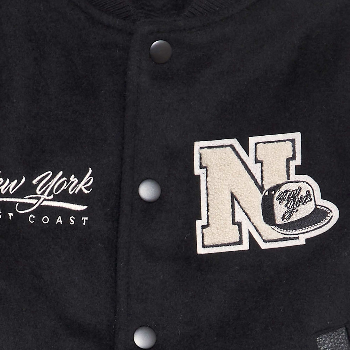 Blouson style campus bi-matière Noir