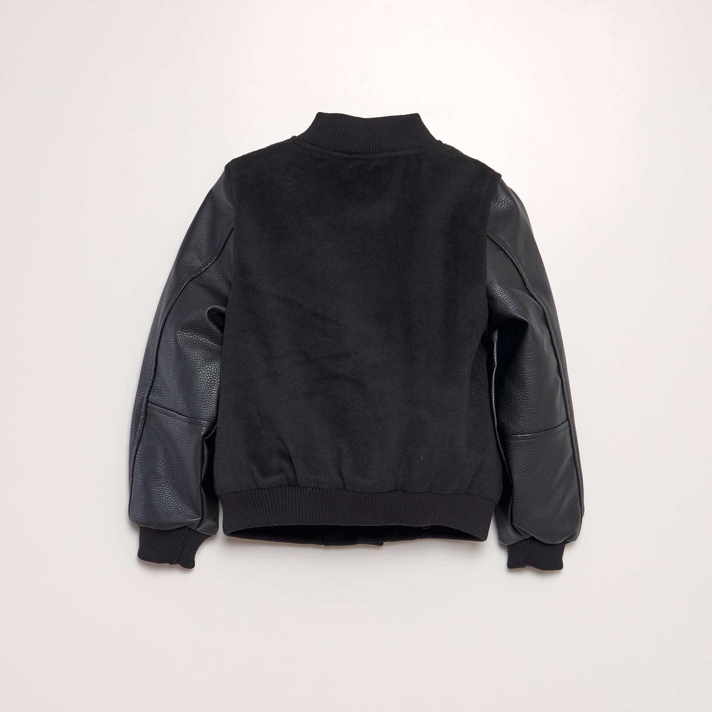 Blouson style campus bi-matière Noir