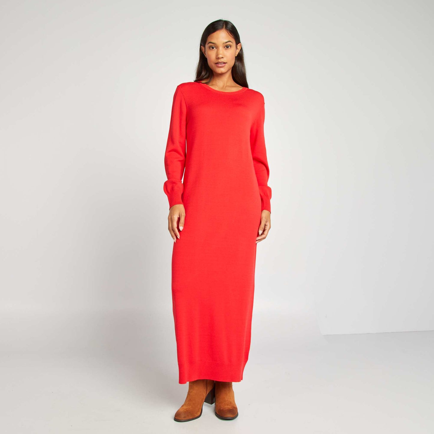 Robe pull en maille Rouge