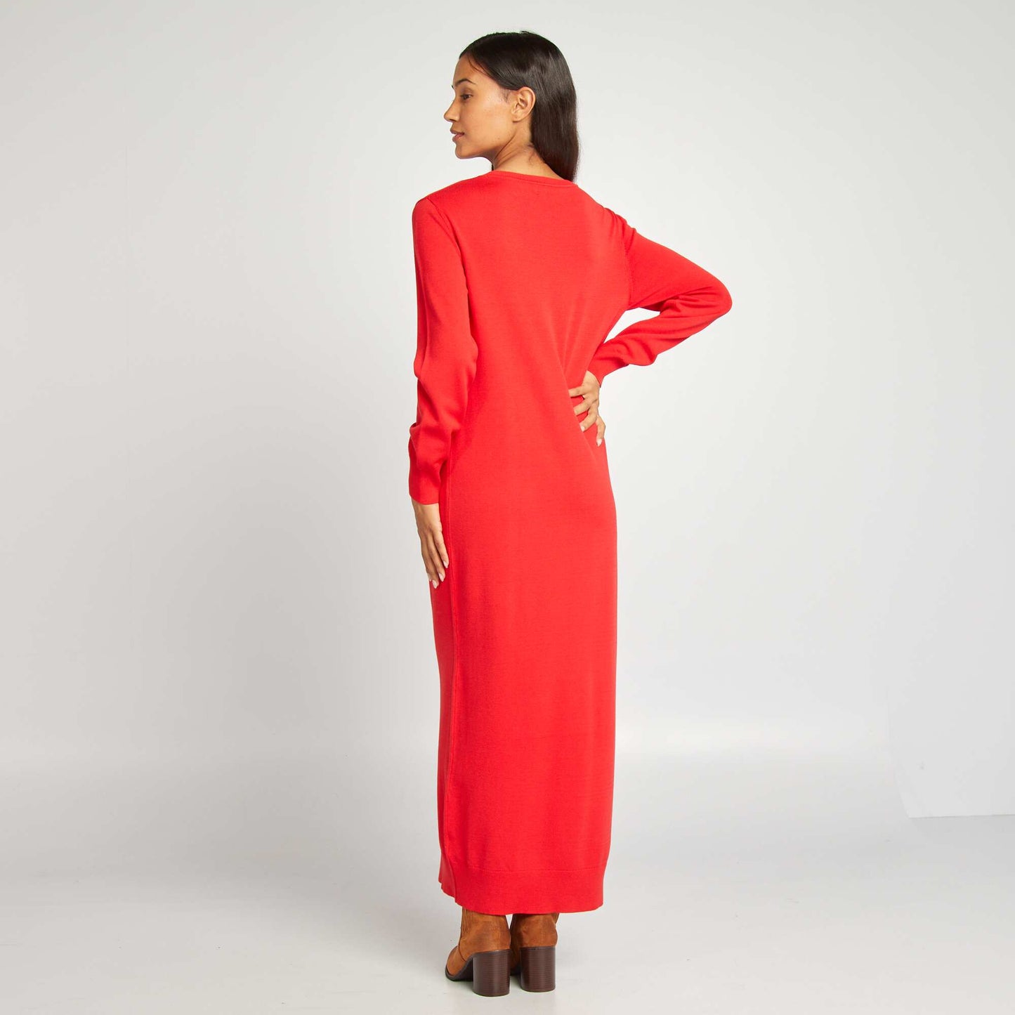 Robe pull en maille Rouge