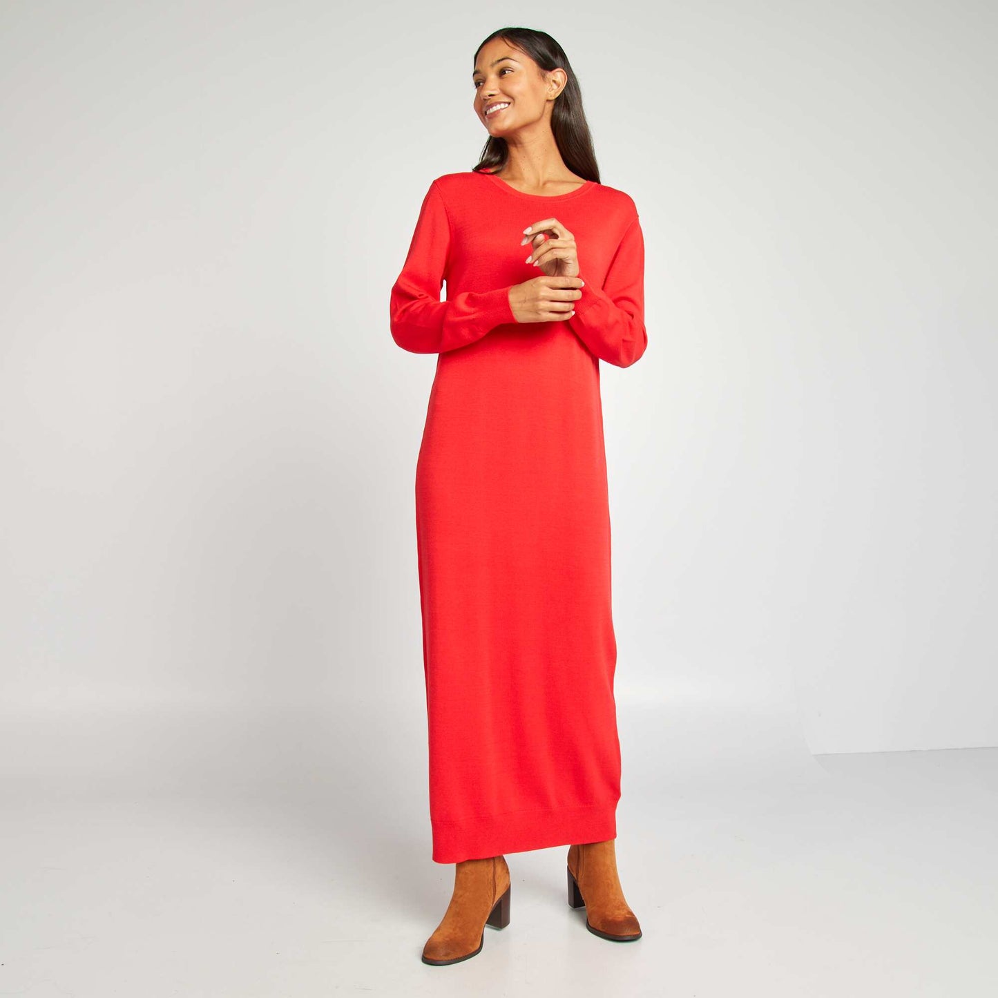 Robe pull en maille Rouge