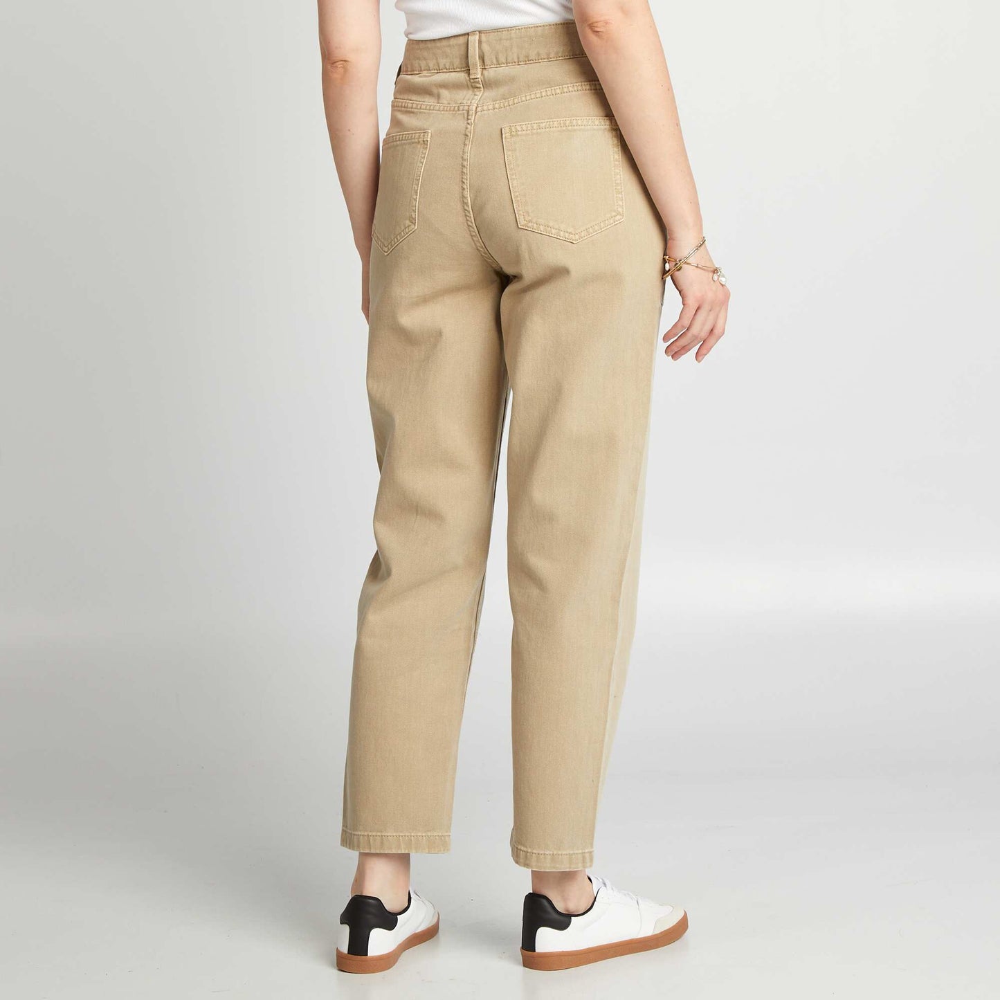 Pantalon straight en coton Taupe