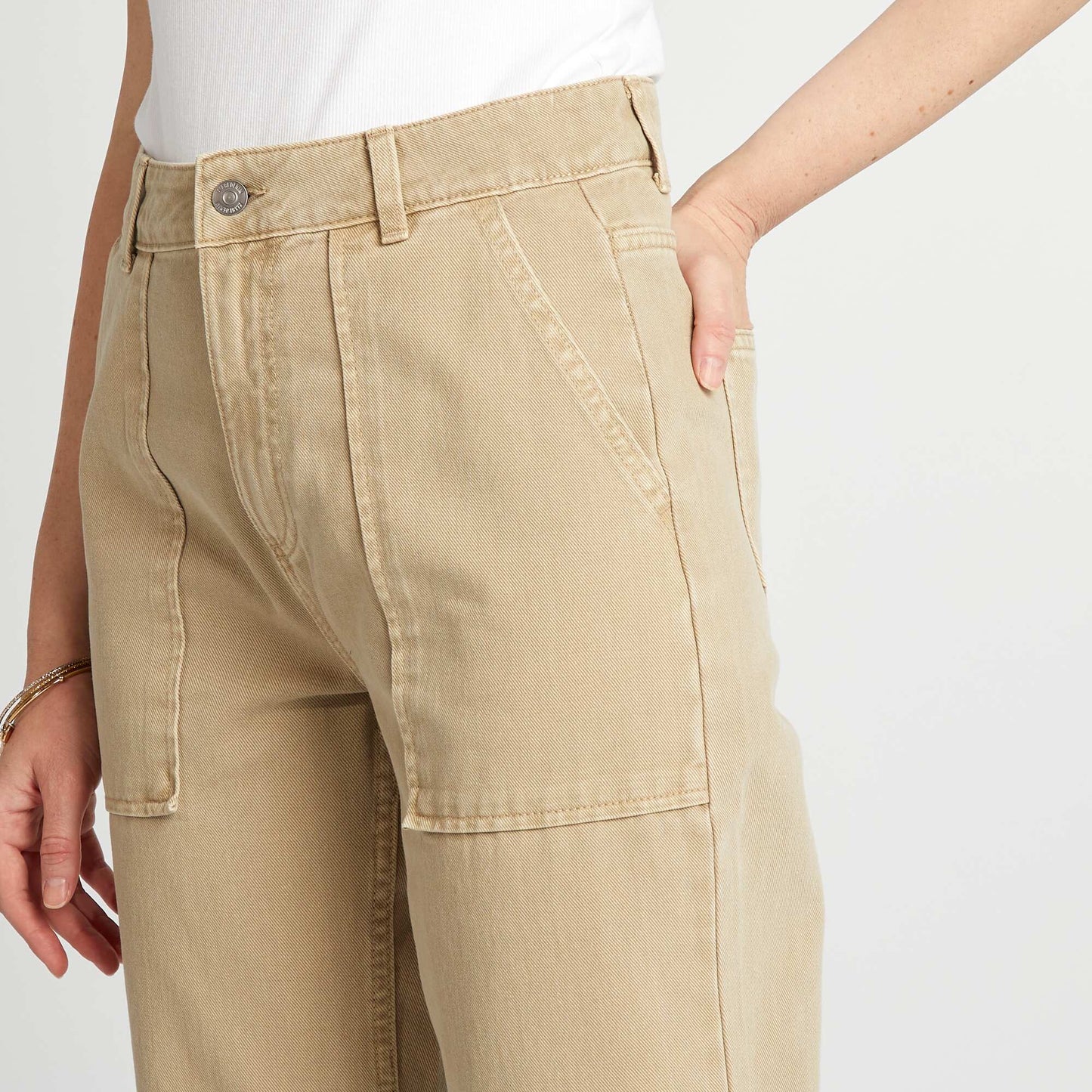 Pantalon straight en coton Taupe