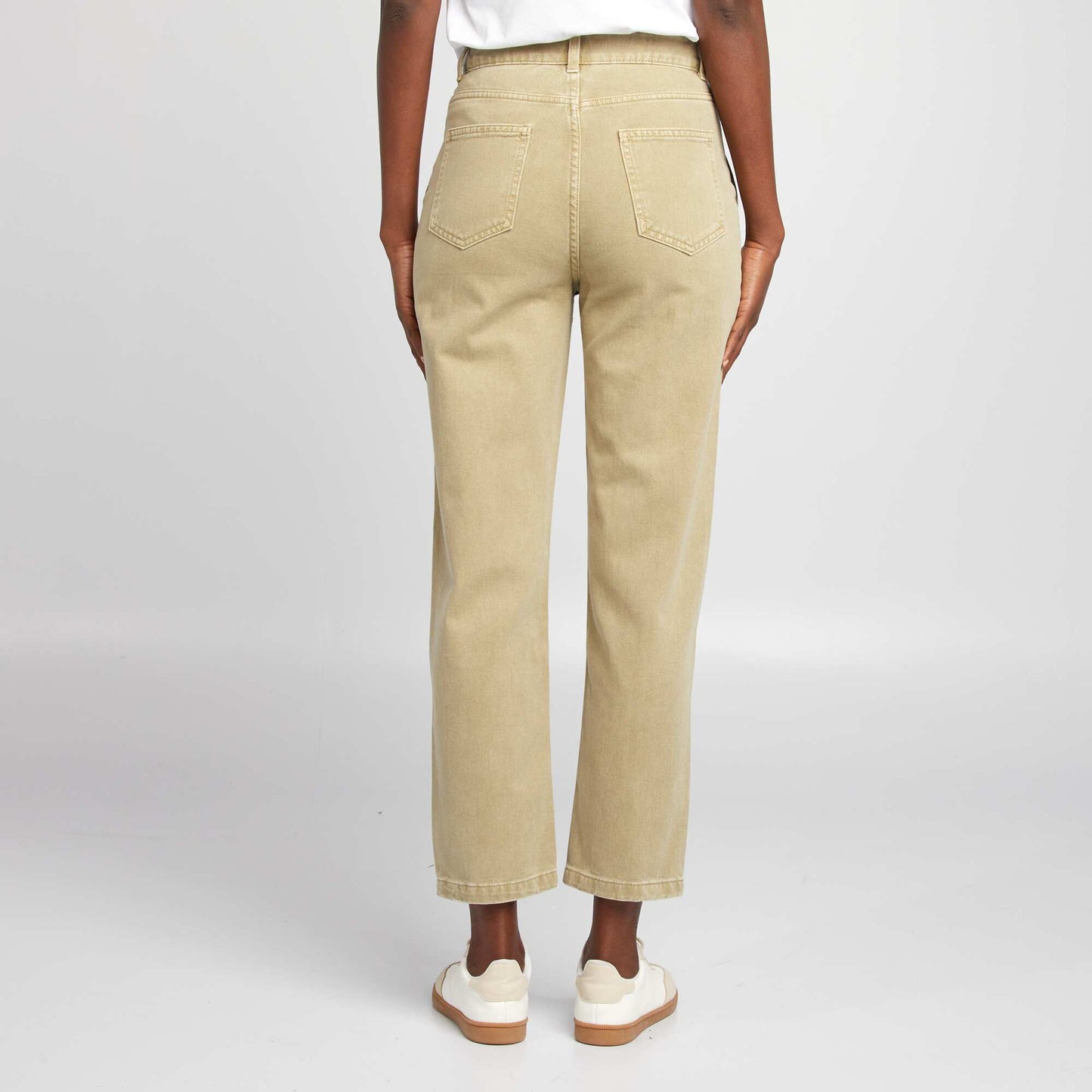 Pantalon straight en coton Kaki