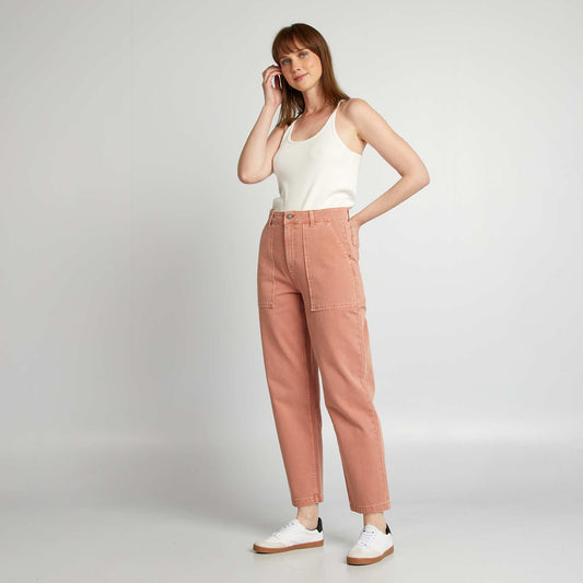 Pantalon straight en coton Vieux rose