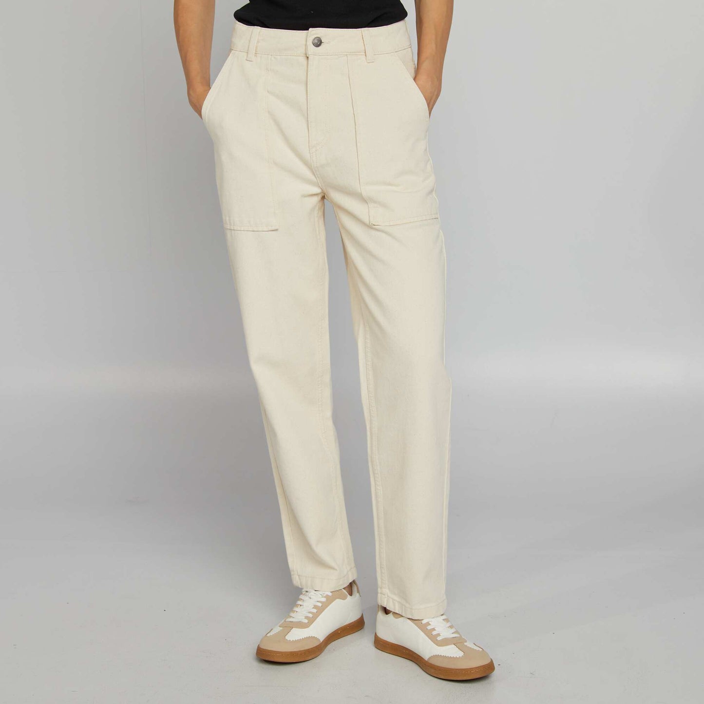 Pantalon straight en coton Blanc