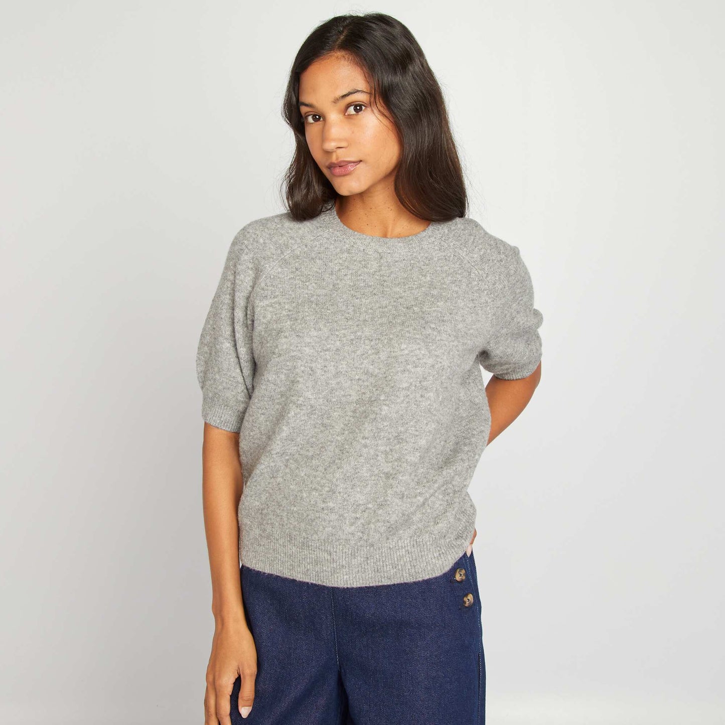 Pull manches courtes Gris