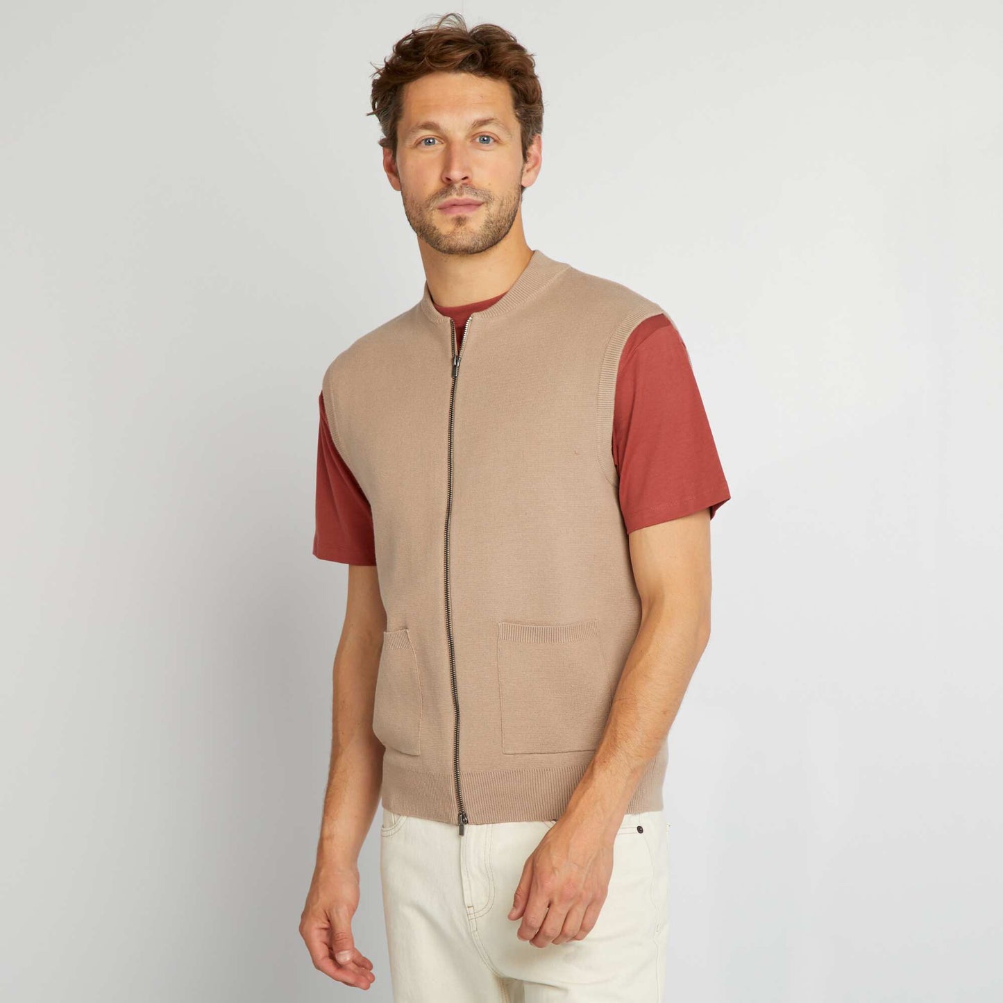 Gilet en maille beige