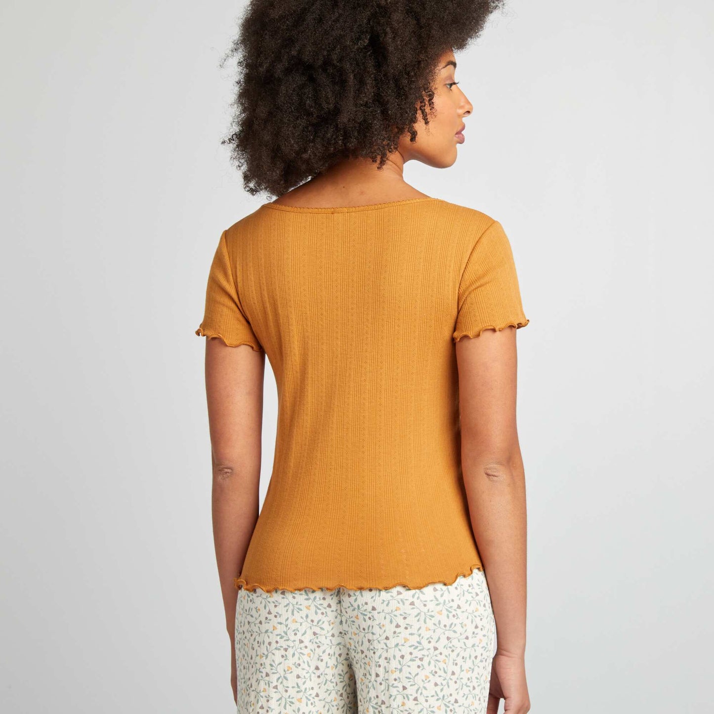 Tee-shirt de pyjama en maille pointelle Camel