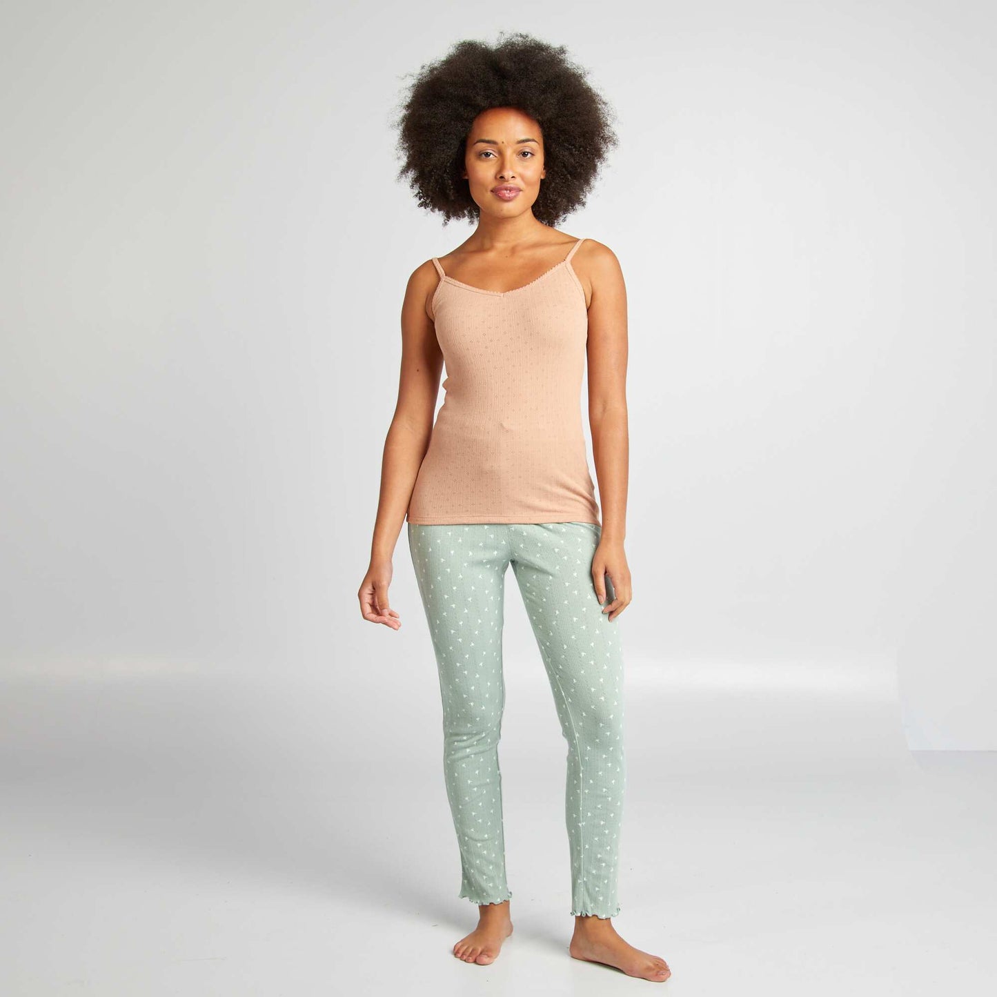 Pantalon de pyjama imprimé en maille pointelle Vert