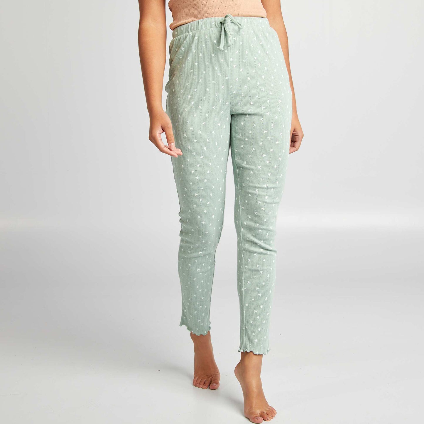 Pantalon de pyjama imprimé en maille pointelle Vert