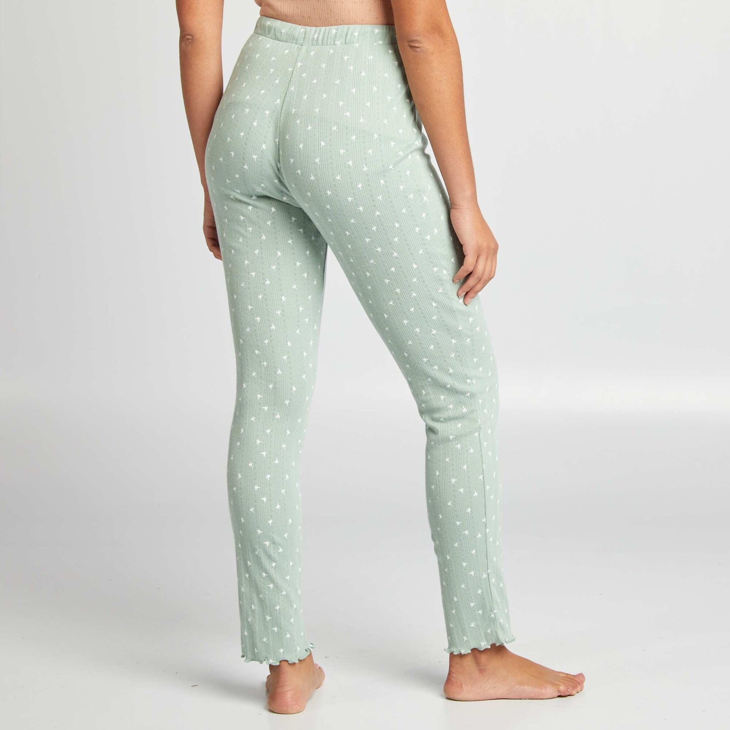 Pantalon de pyjama imprimé en maille pointelle Vert