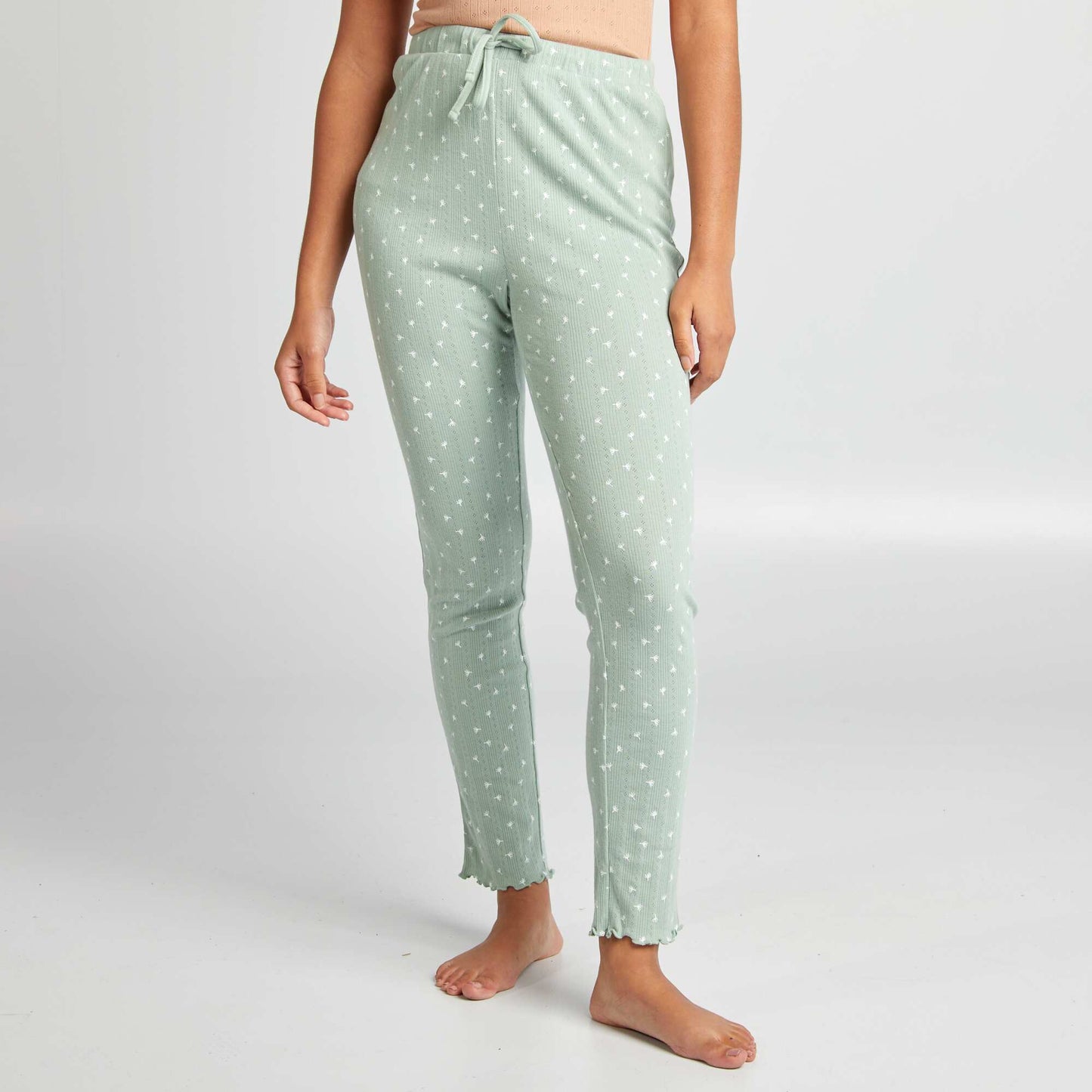 Pantalon de pyjama imprimé en maille pointelle Vert