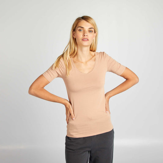 Lot de 2 t-shirts sous-vêtements Beige