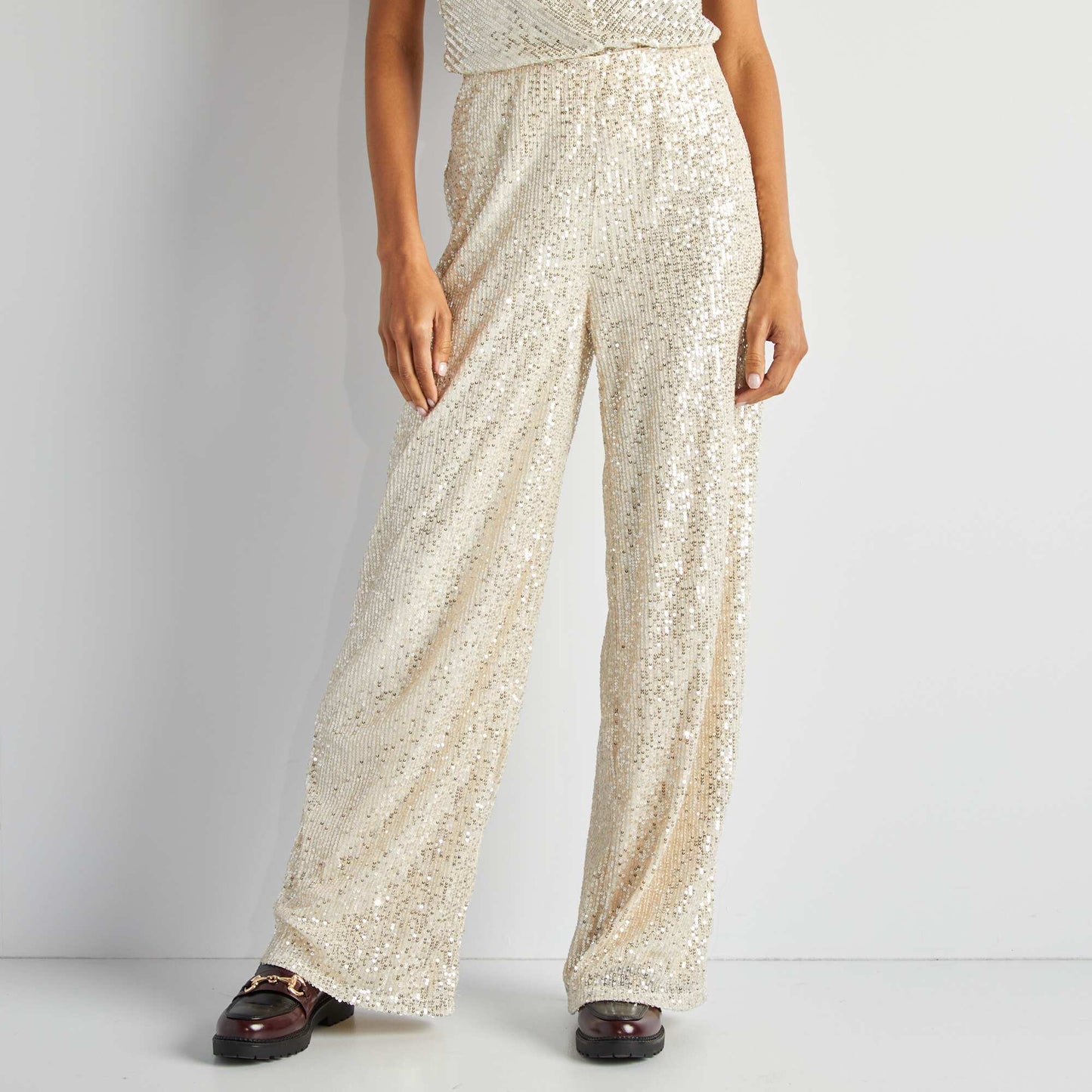 Pantalon de fêtes en sequins Champagne