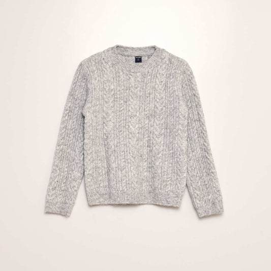 Pull en tricot col rond Gris