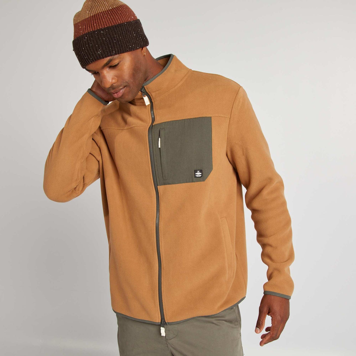 Veste en polaire col cheminé Beige