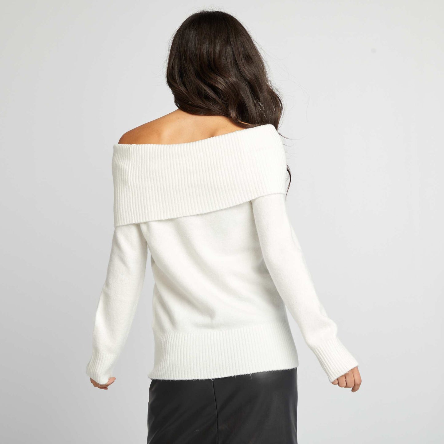 Pull en maille avec col montant blanc