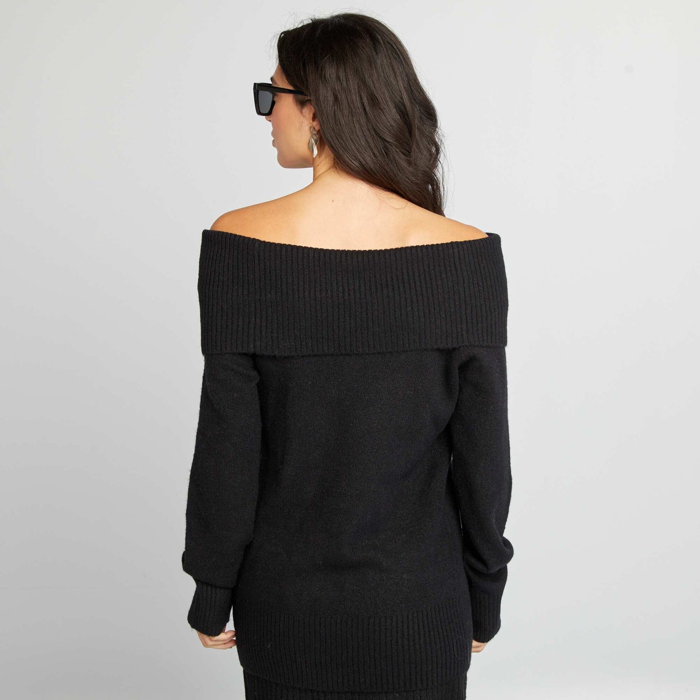 Pull en maille avec col montant noir