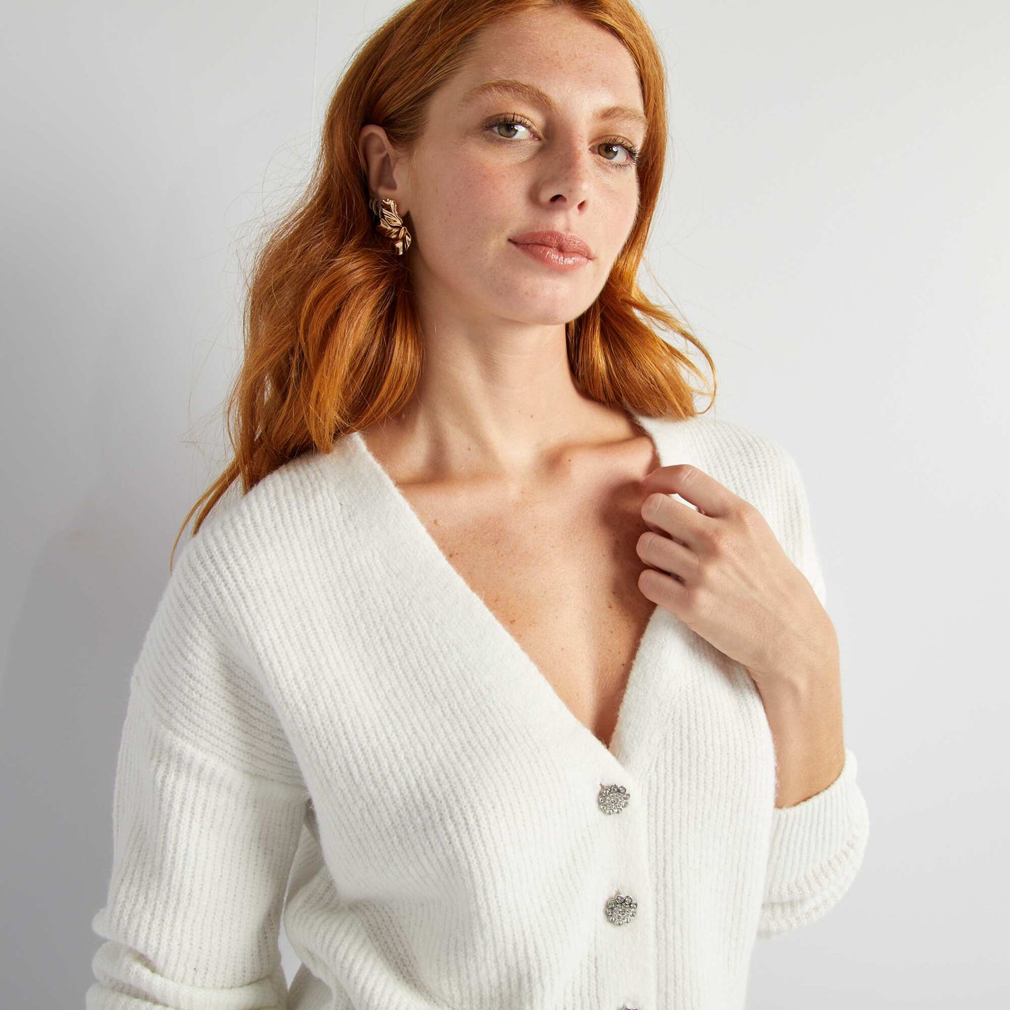 Gilet avec boutonnage fantaisie à strass blanc