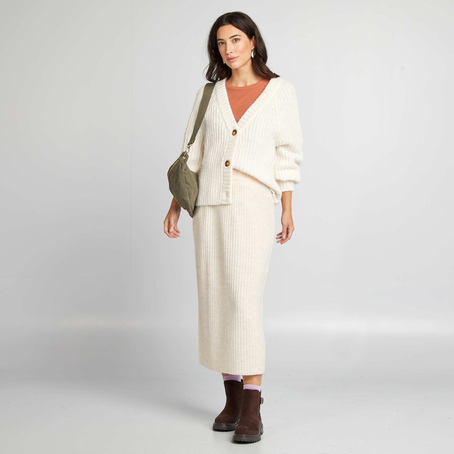 Gilet grosse jauge boutonné Blanc