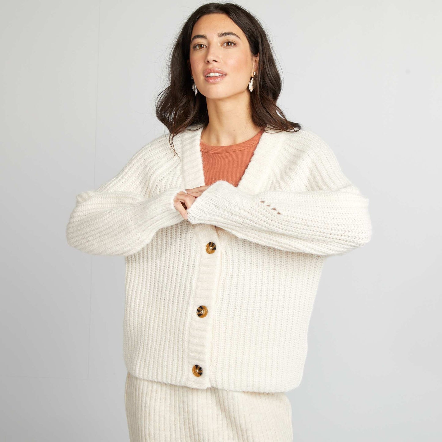 Gilet grosse jauge boutonné Blanc