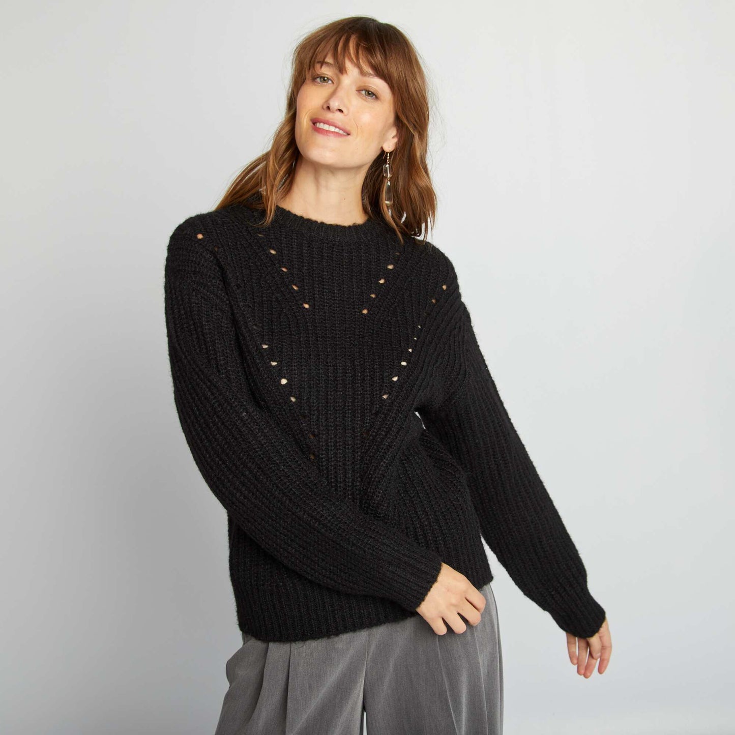 Pull en maille grosse jauge noir