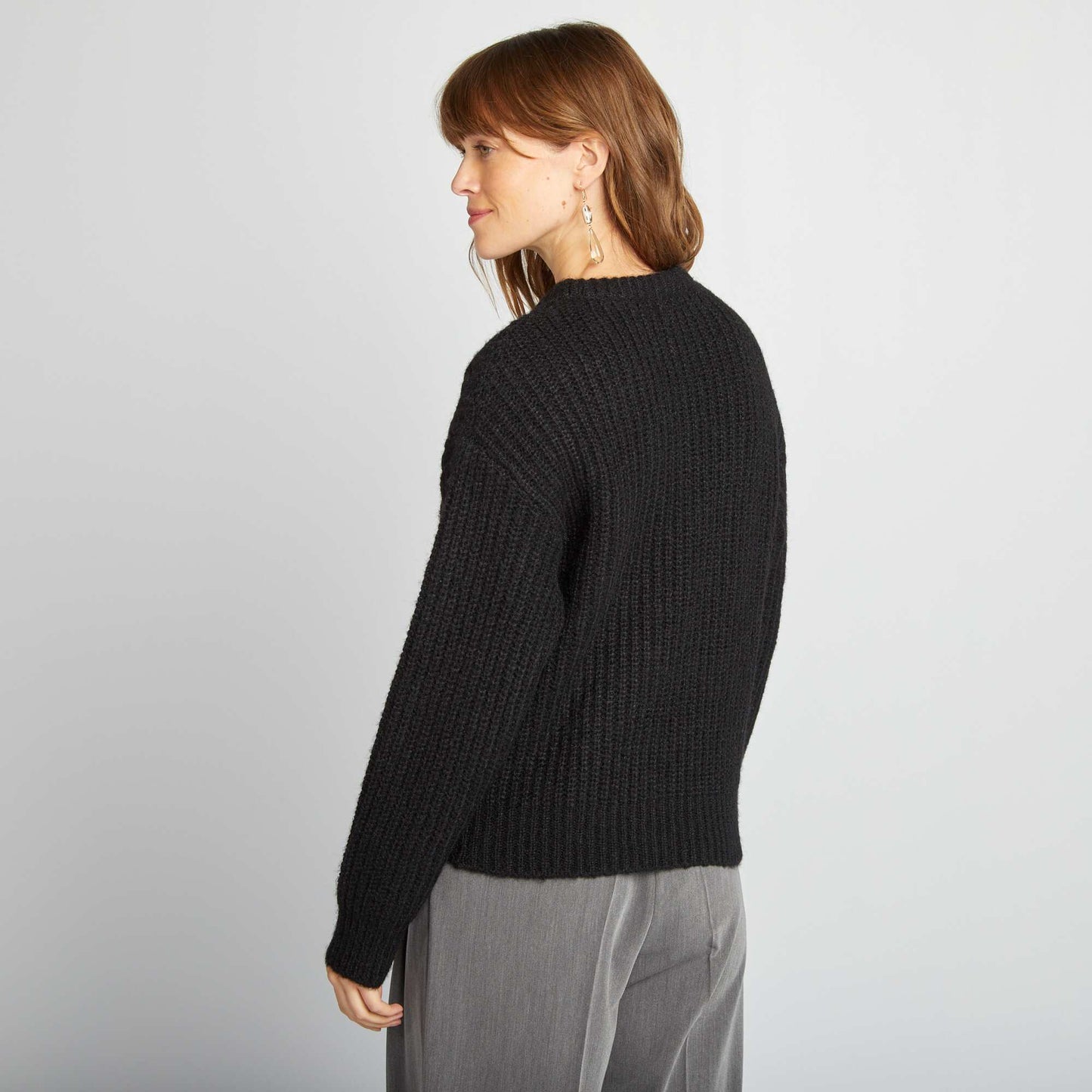 Pull en maille grosse jauge noir