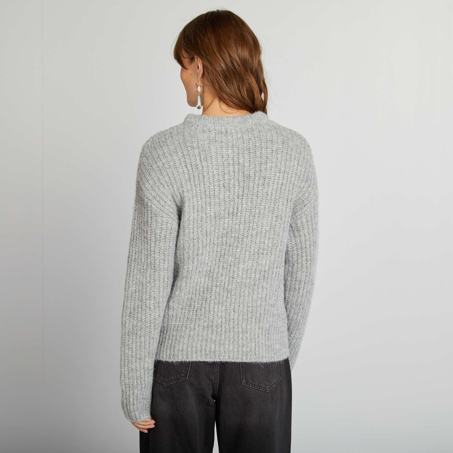 Pull en maille grosse jauge Gris