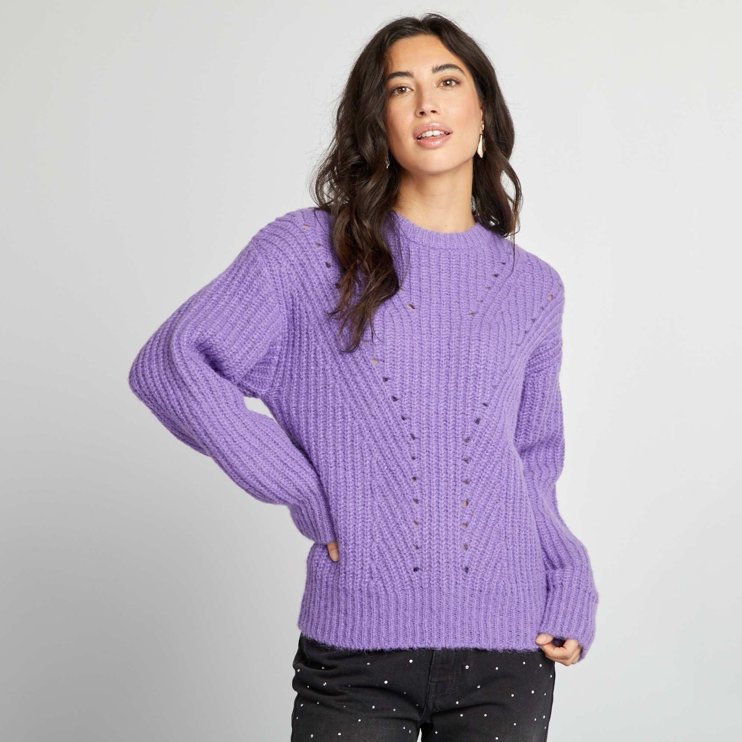 Pull en maille grosse jauge Violet