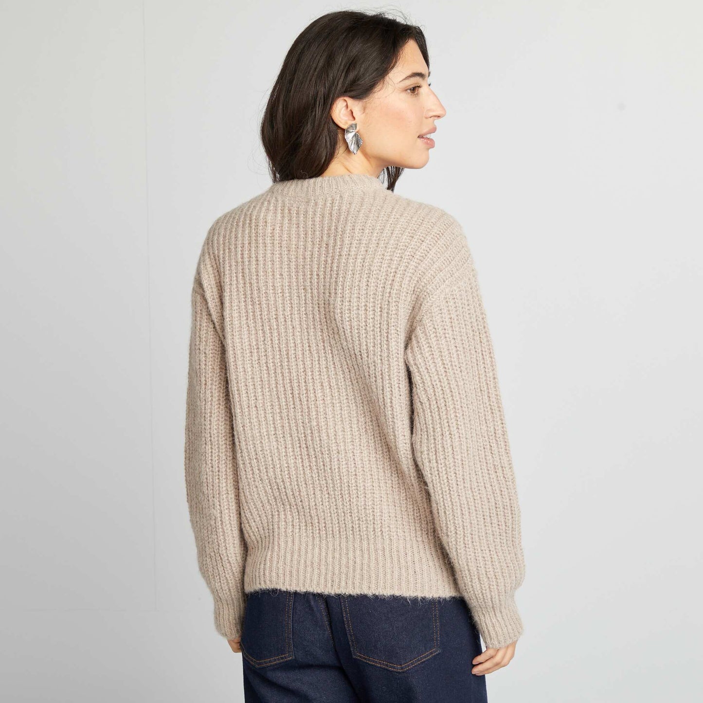 Pull en maille grosse jauge Beige