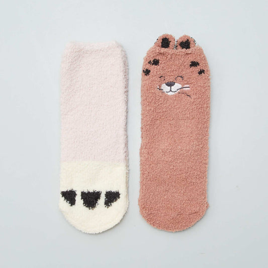 Lot de 2 paires de chaussettes chaudes fantaisies Rose