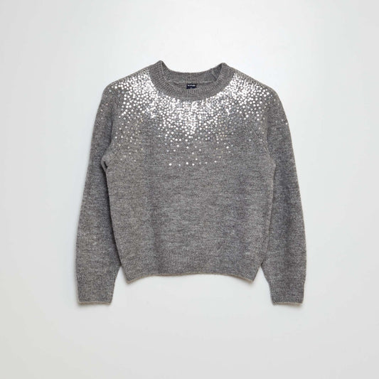 Pull avec sequins fantaisies Gris