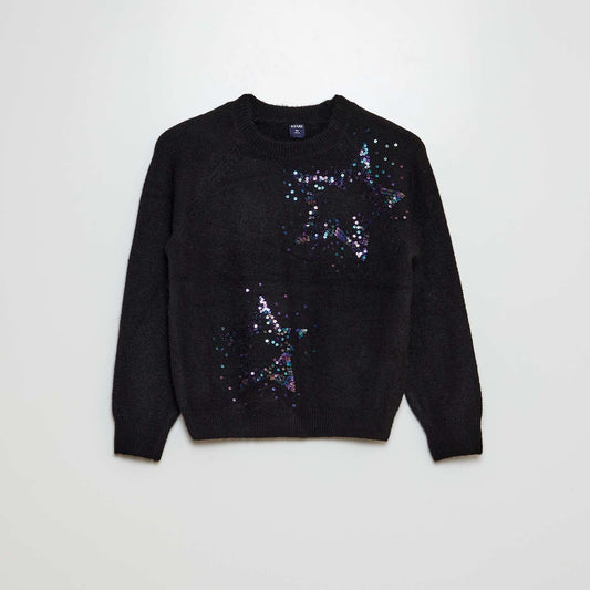 Pull avec sequins fantaisies NOIR