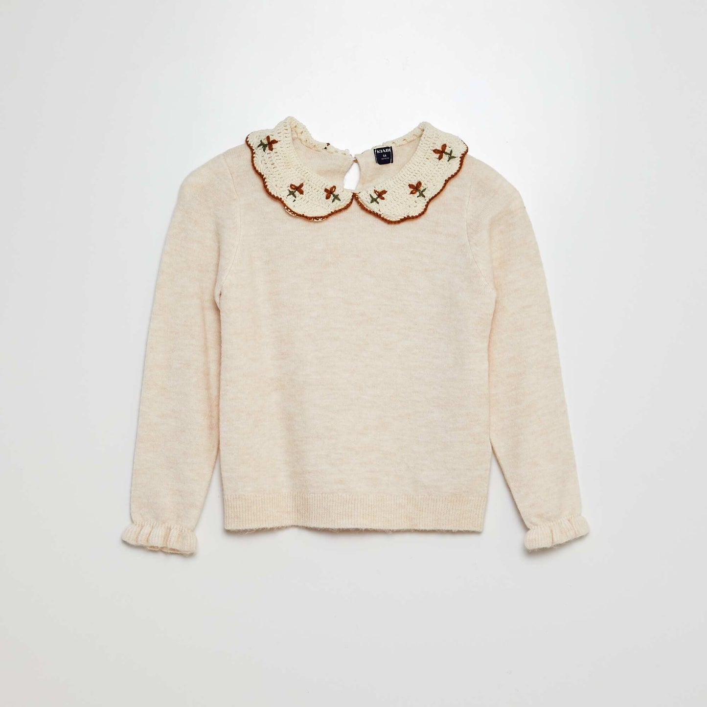 Pull avec col en crochet Beige