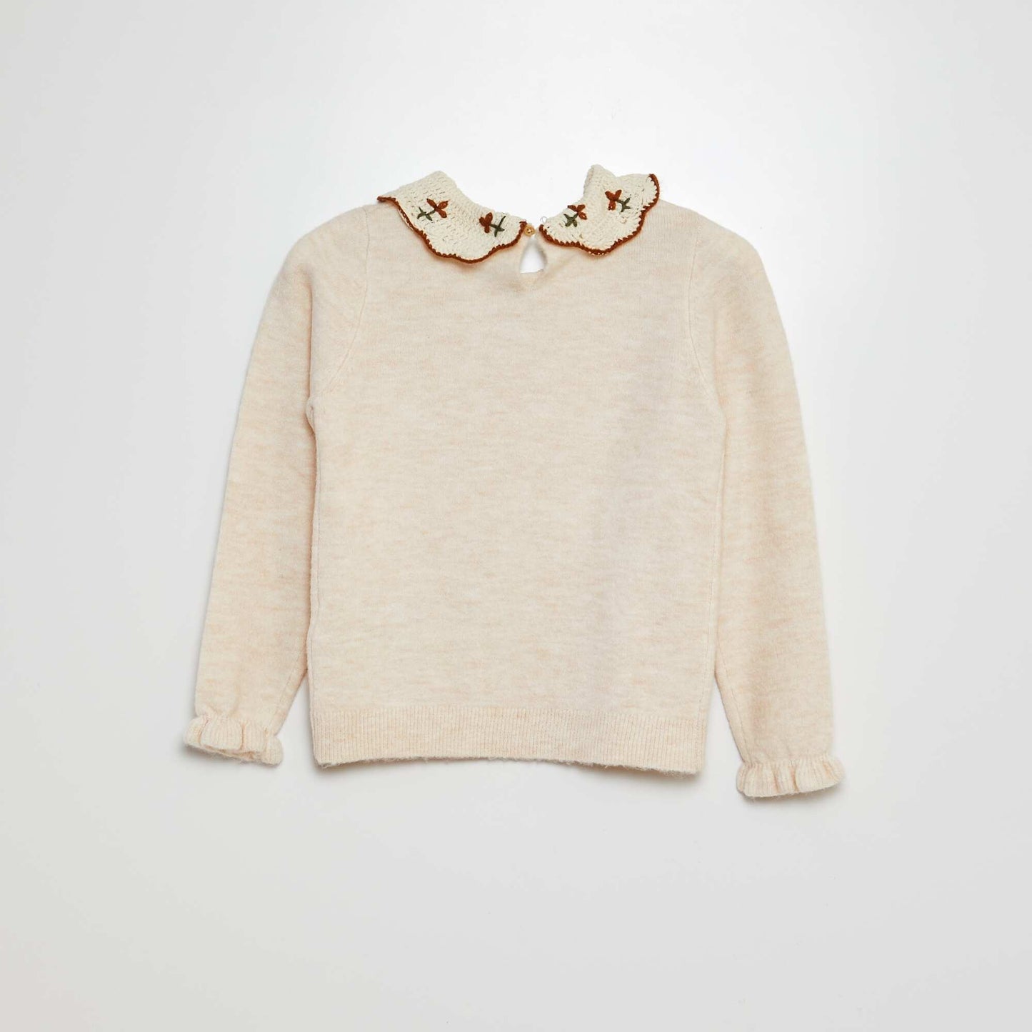 Pull avec col en crochet Beige