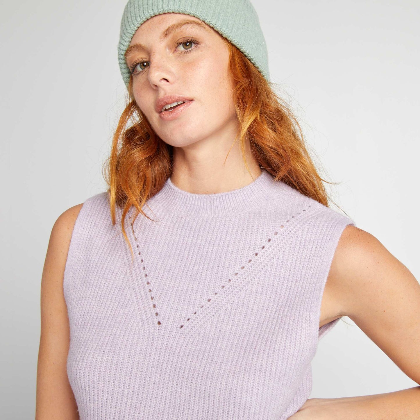 Pull en maille sans manches Violet