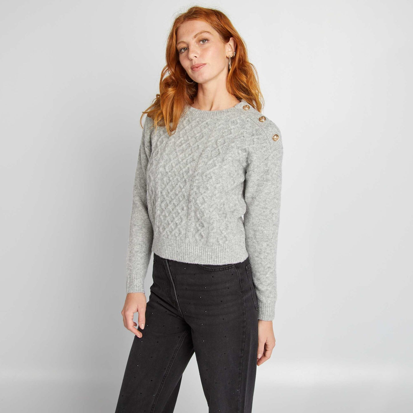 Pull en maille grosse jauge Gris