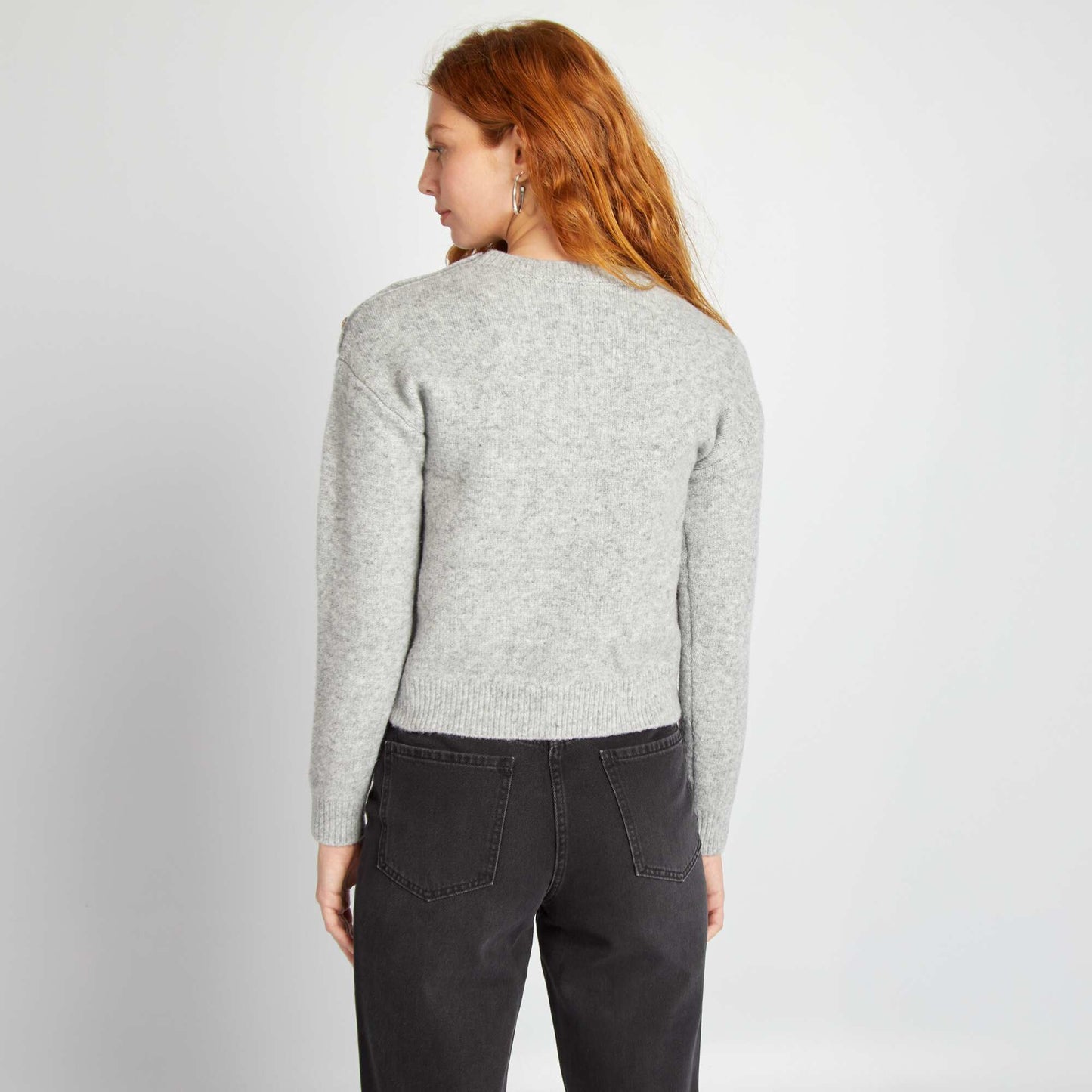 Pull en maille grosse jauge Gris