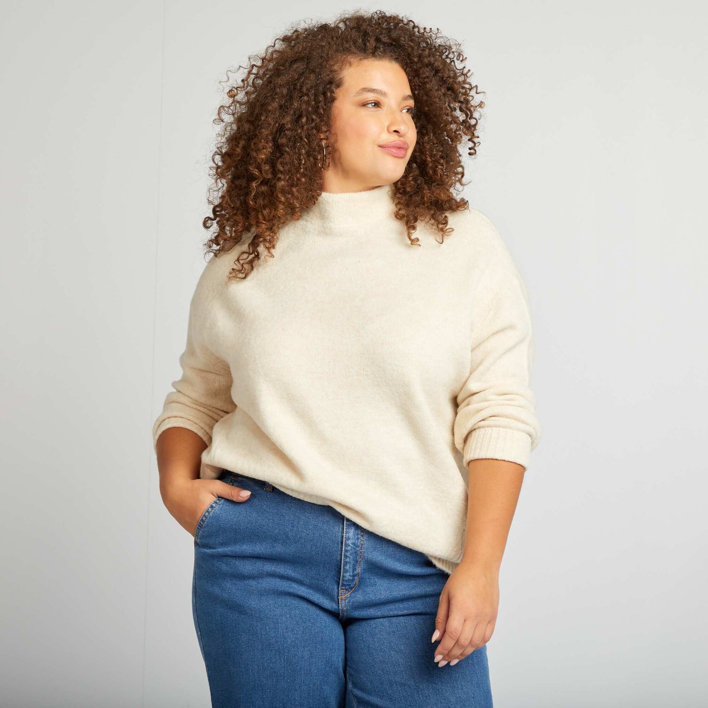 Pull long maille douce Beige