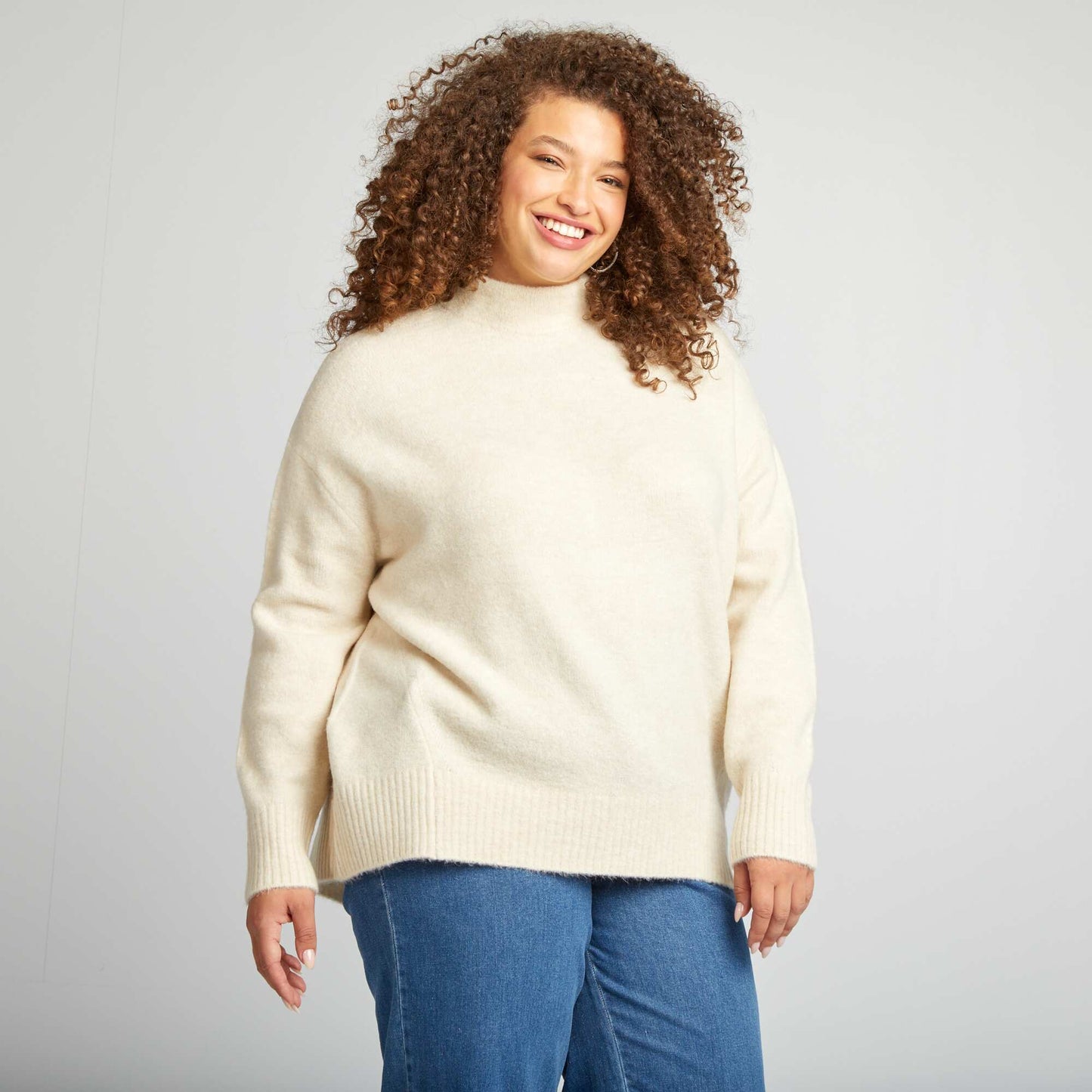 Pull long maille douce Beige