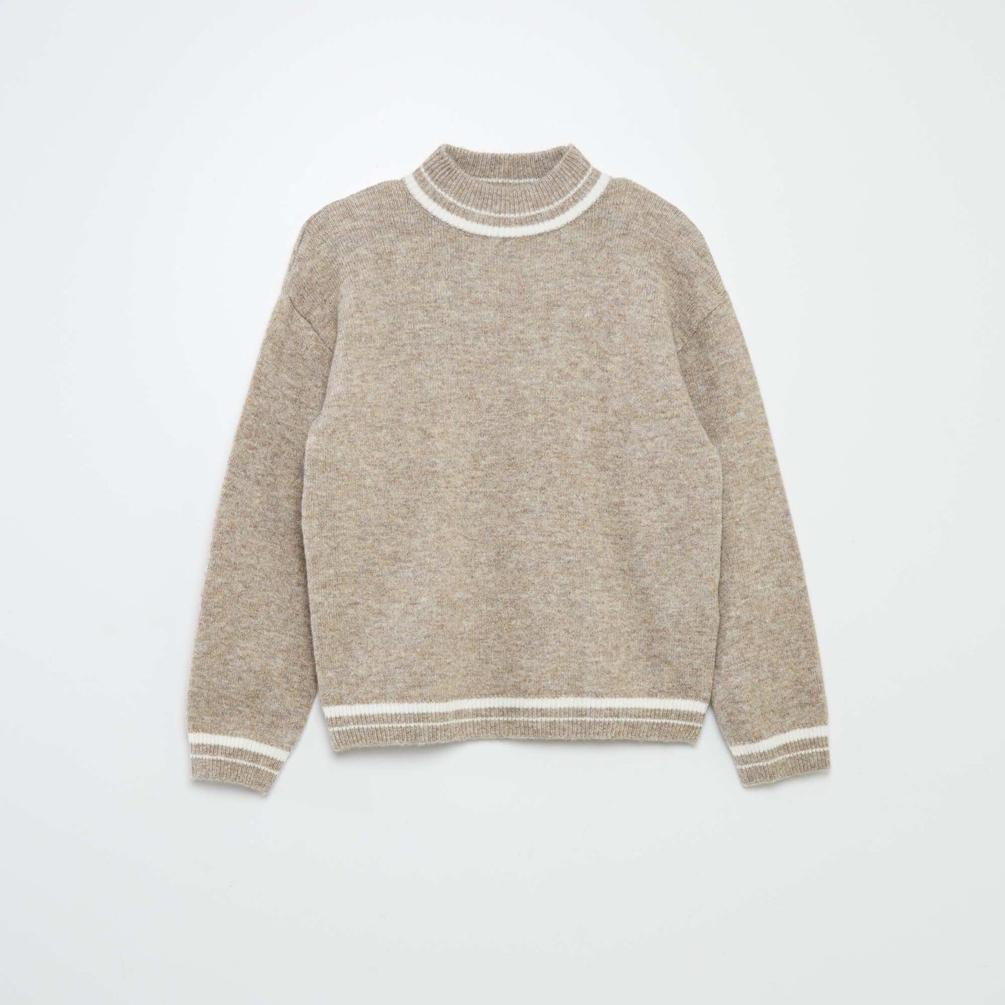 Pull à col montant avec rayures Beige