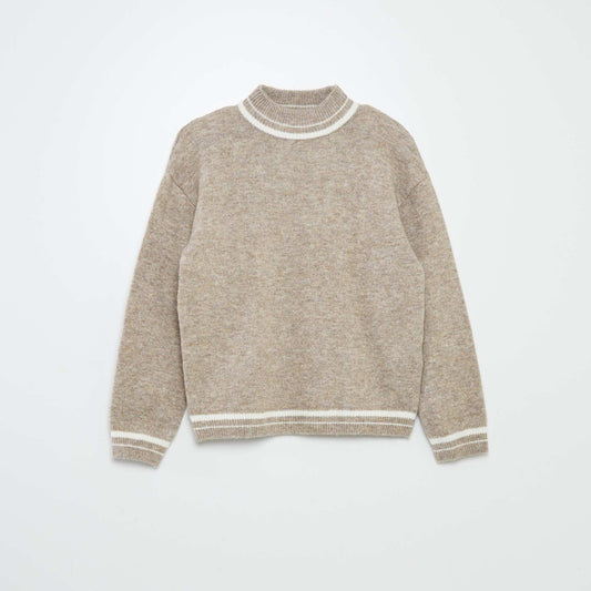 Pull à col montant avec rayures Beige