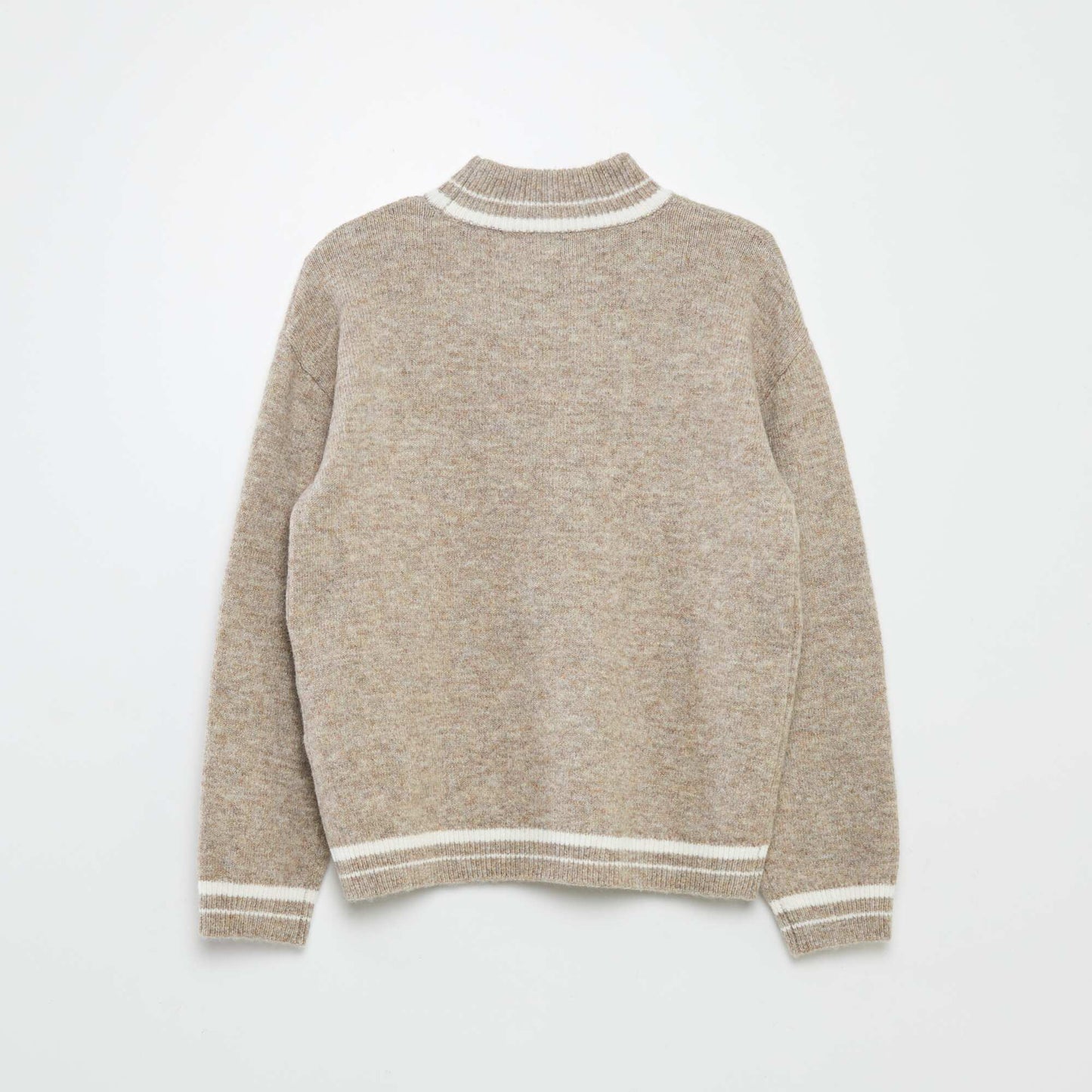 Pull à col montant avec rayures Beige