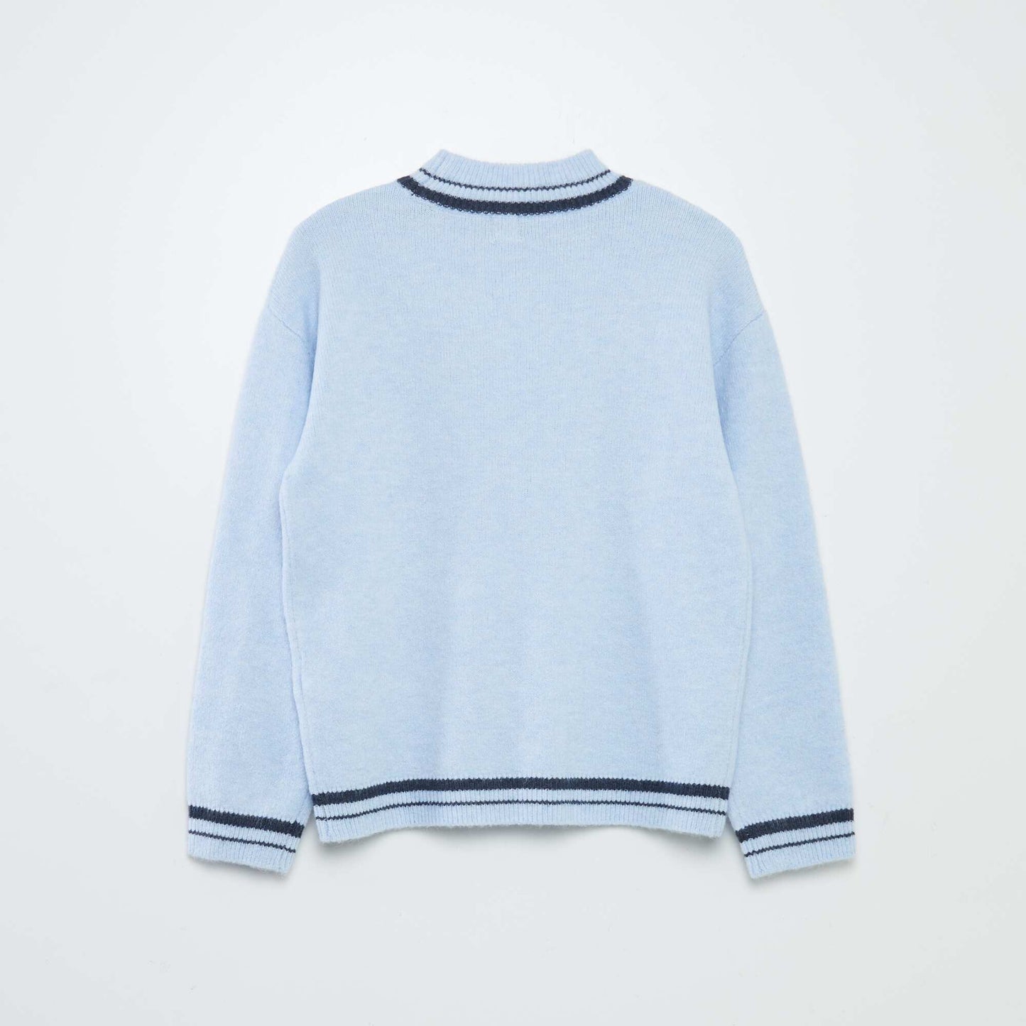 Pull à col montant avec rayures Bleu clair