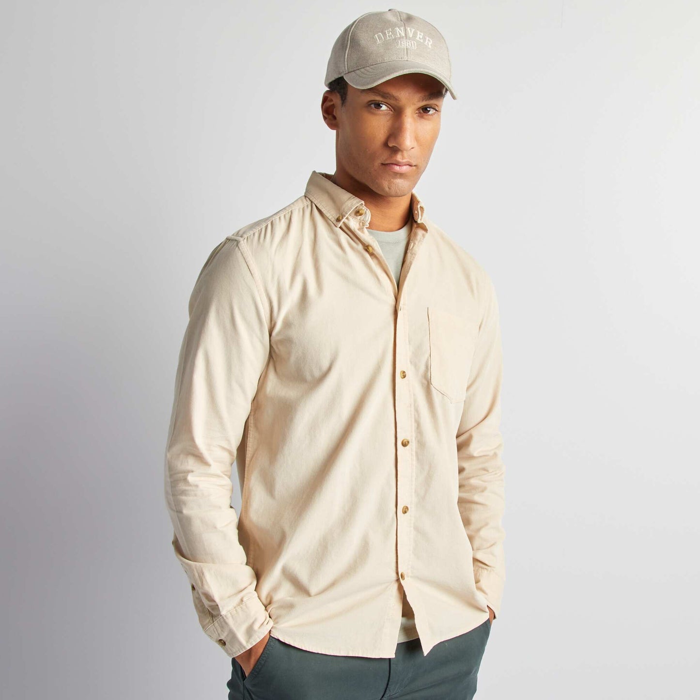 Chemise en velours Beige